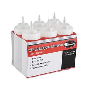 SQUEEZE BOTTLE 12oz CLEAR WIDE MOUTH 6 / PK